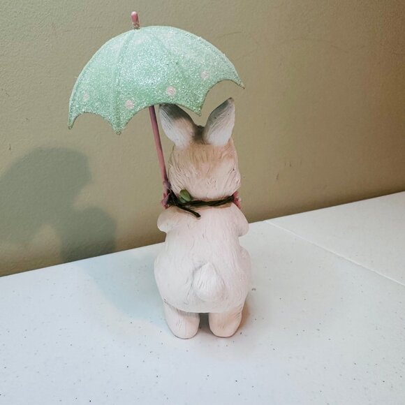 Easter Bunny holding Umbrella Figurine Spring bunny Spring Showers decoration - Picture 7 of 13